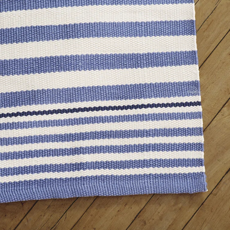Rugby Stripe Denim Handwoven Indoor/Outdoor Rug