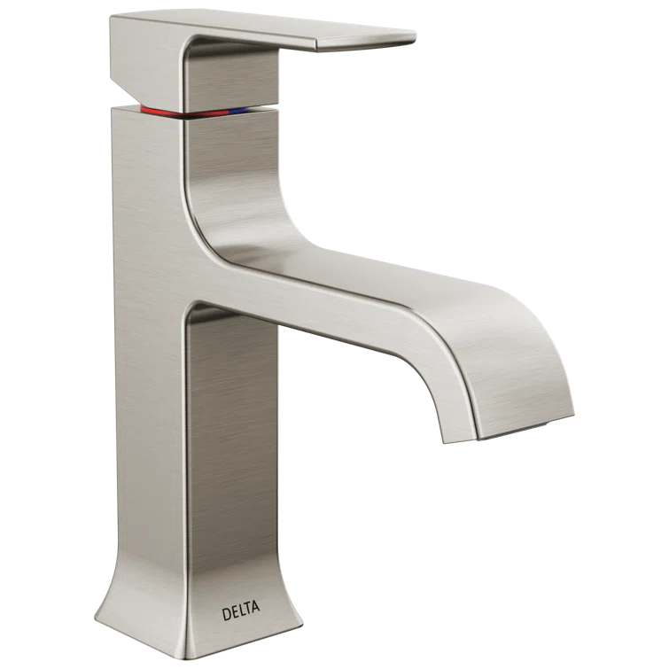 Velum Single Hole Curved Bathroom Faucet with Drain Assembly, Single Handle Bathroom Sink Faucet