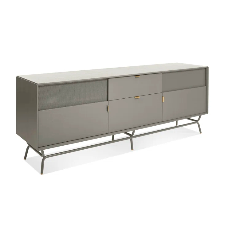 Dang 82" Risk-Averse Gray TV Stand with Brass Details