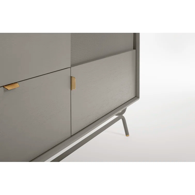 Dang 82" Risk-Averse Gray TV Stand with Brass Details