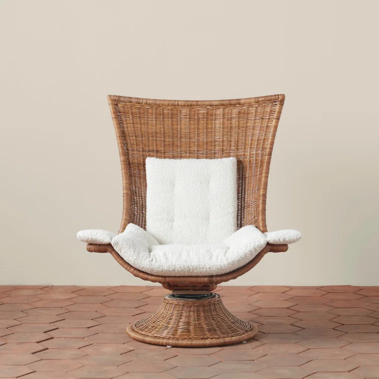 Woven Healdsburg Swivel Chair in Rattan | Perigold