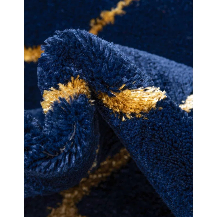 Glam Navy Blue Gold Area Rug