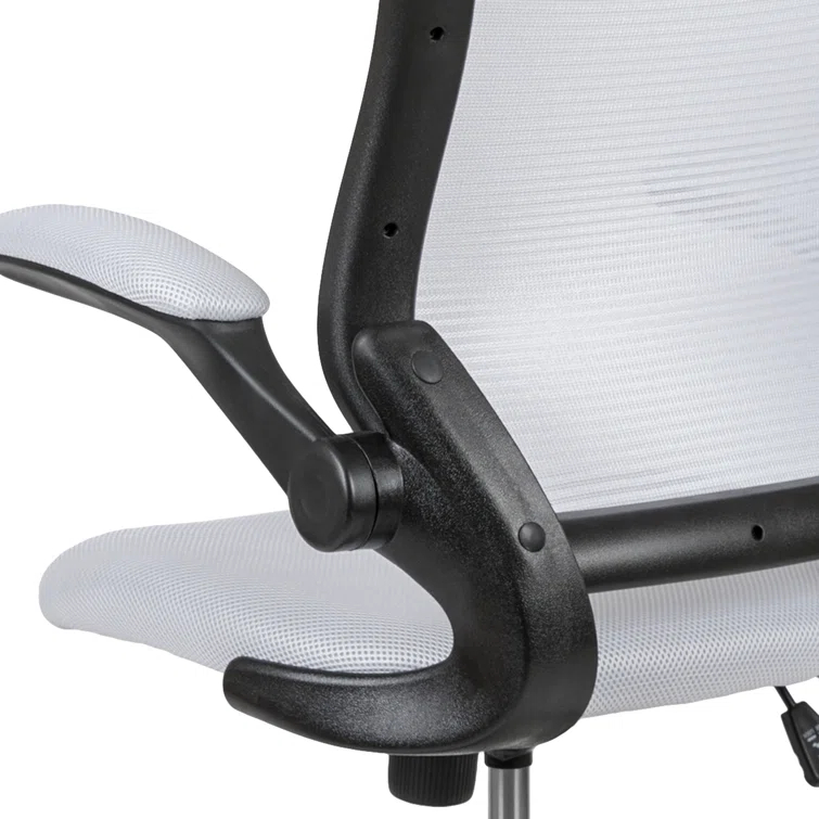 Mid-Back Mesh Ergonomic Drafting Chair with Foot Ring and Flip-Up Arms