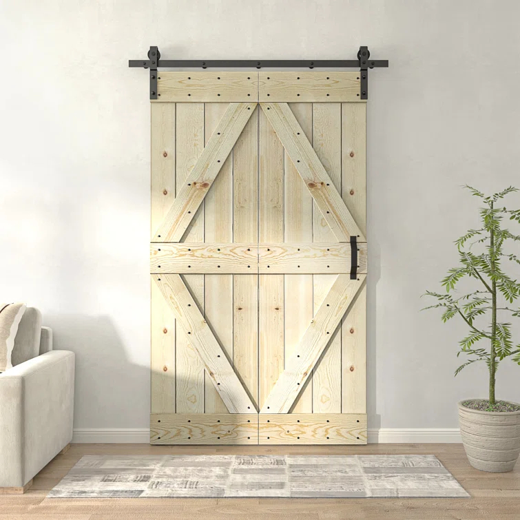 Coast Sequoia 84"H Embossing Bi-Fold Barn Door With Sliding Hardware Kit