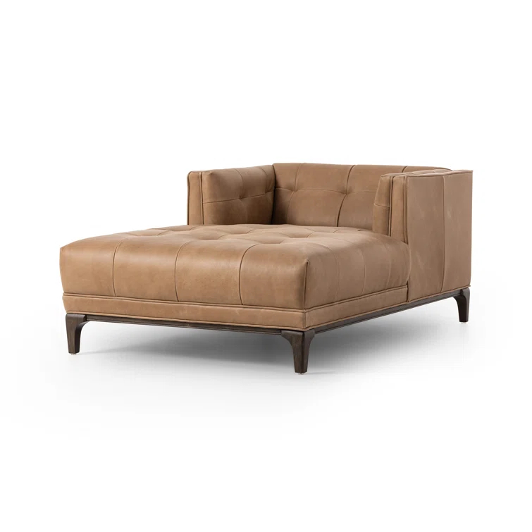 Dylan Mid-Century Rider Black Leather Chaise Lounge