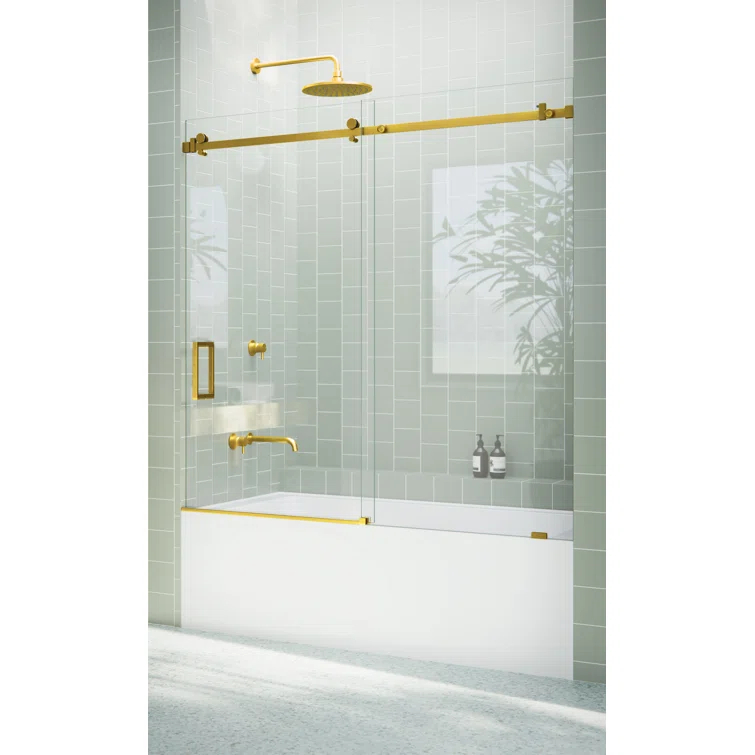 Astro 56 in. - 60 in. x 60 in. Frameless Sliding Bathtub Door