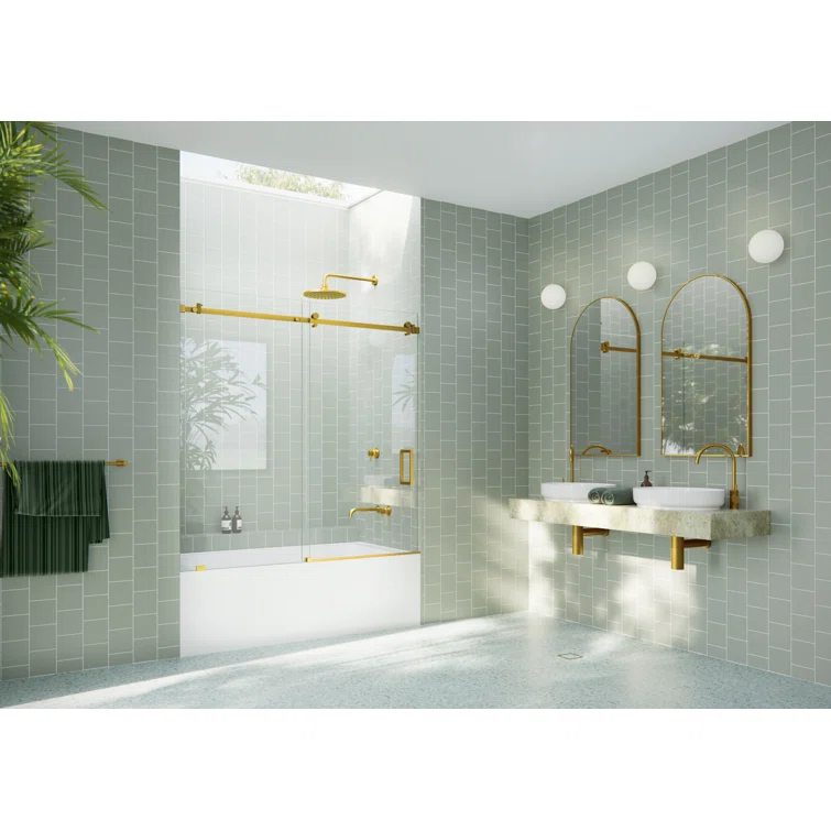 Astro 56 in. - 60 in. x 60 in. Frameless Sliding Bathtub Door
