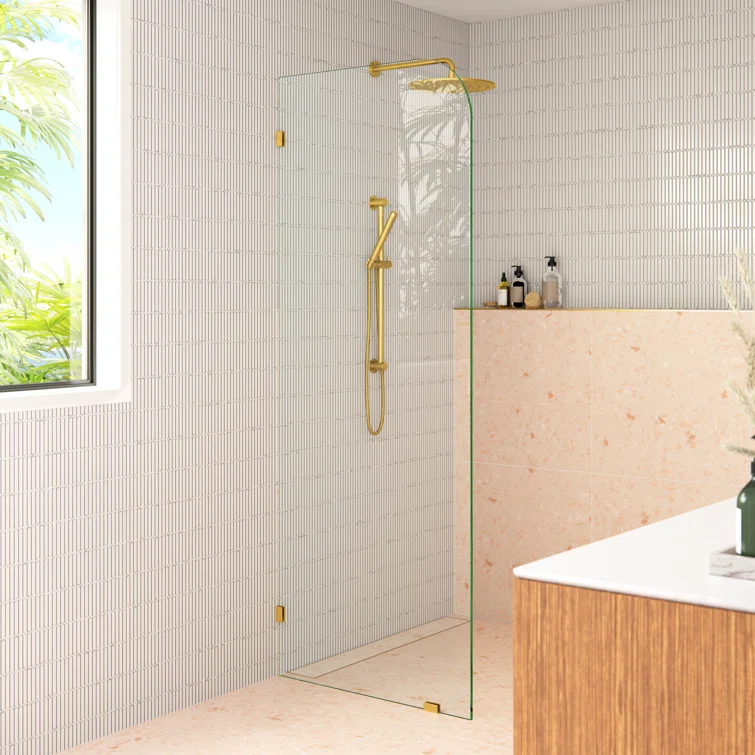 Solaris 36 in. x 78 in. Fully Frameless Radius Single Fixed Shower Panel