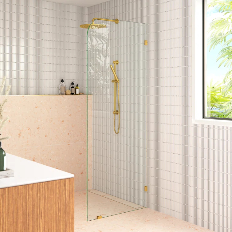 Solaris 36 in. x 78 in. Fully Frameless Radius Single Fixed Shower Panel