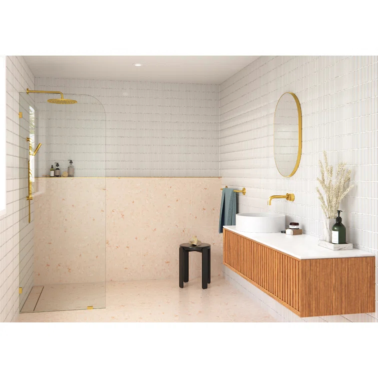 Solaris 36 in. x 78 in. Fully Frameless Radius Single Fixed Shower Panel