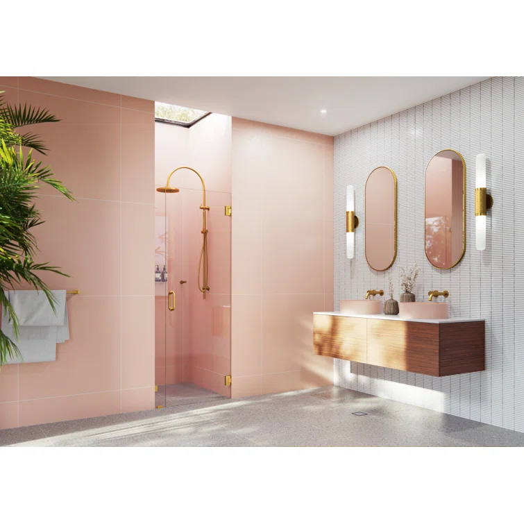 Illume 33.5 in. x 78 in. Fully Frameless Wall Hinge Shower Door