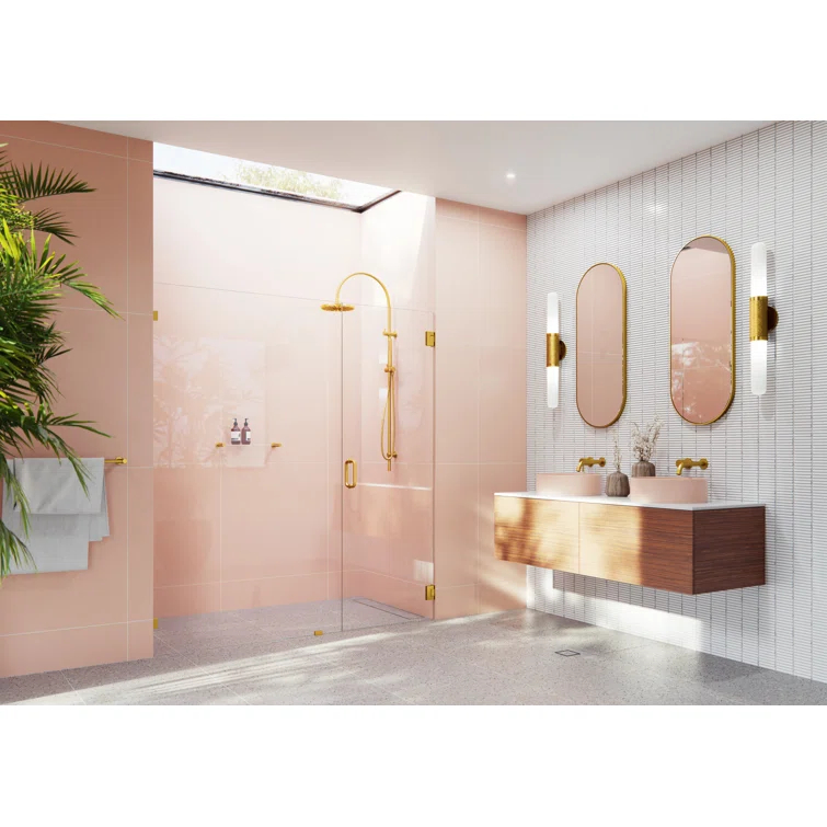 Illume 75.5 in. x 78 in. Fully Frameless Wall Hinge Shower Door
