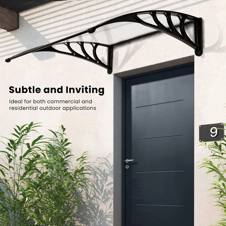 VIVOHOME 11'' D Plastic Clear/Black Cover Retractable Door / Window Awning