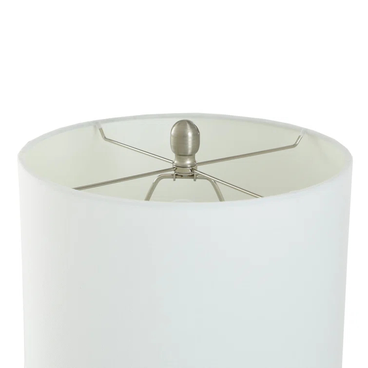 Joni Table Lamp Distressed Gray - StyleCraft: Ceramic Body, Polyester Drum Shade, UL Listed