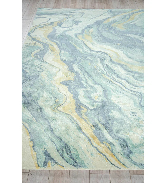 Gianni Rectangle Area Rug in Blue/Gold/Ivory