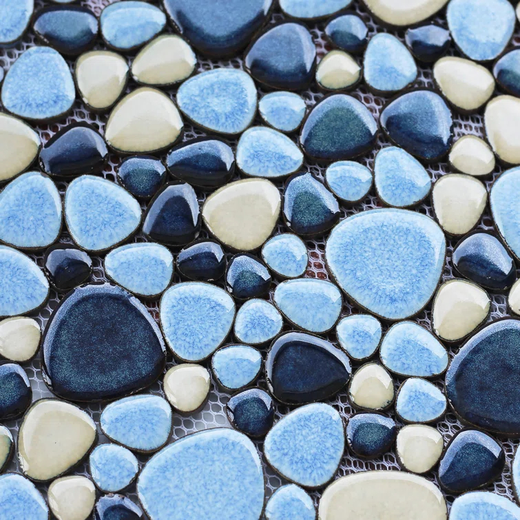 Blue Porcelain Pebbles / Rocks Wall & Floor Tile