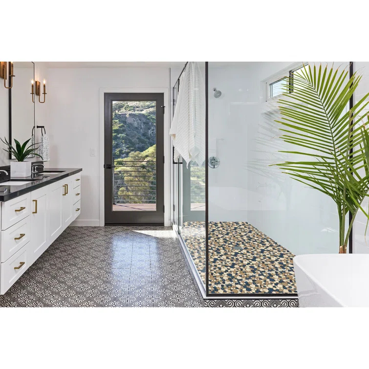 Blue Porcelain Pebbles / Rocks Wall & Floor Tile