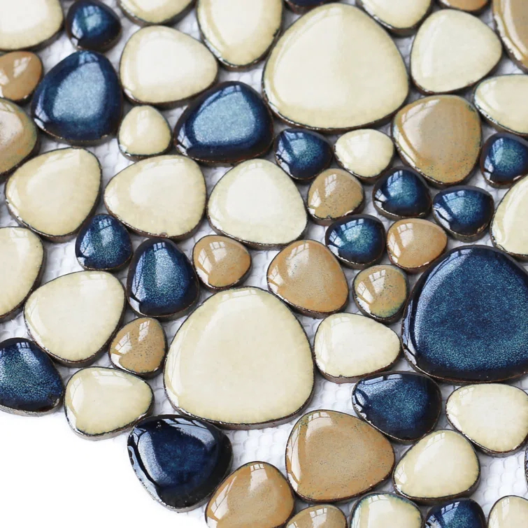 Blue Porcelain Pebbles / Rocks Wall & Floor Tile