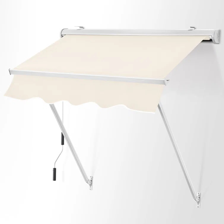MCombo Polyester Cover Patio Window Awning, Manual Retractable Sunshade Canopy