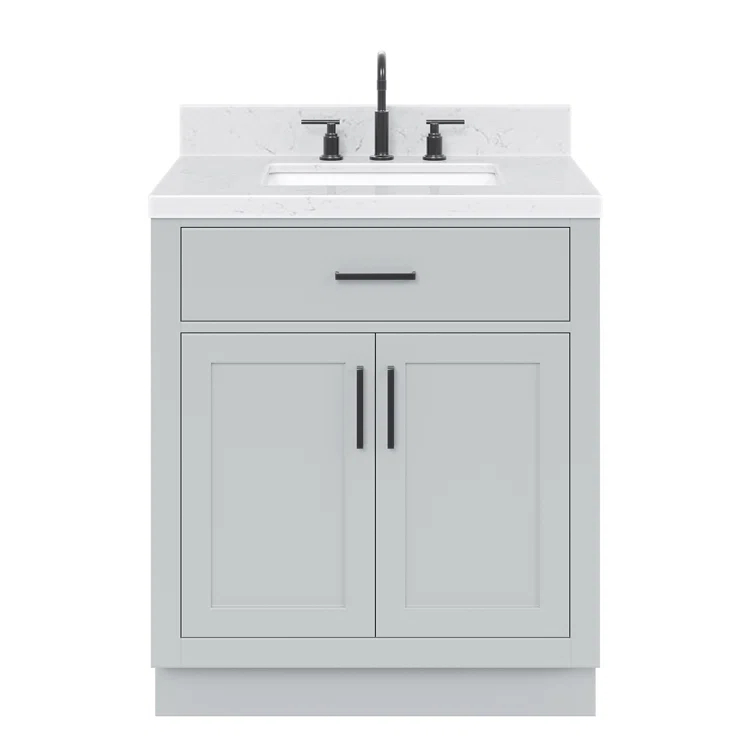 Tidworth 30.25'' Single Bathroom Vanity with Carrara Quartz Top