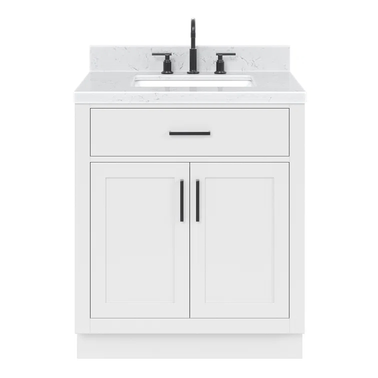 Tidworth 30.25'' Single Bathroom Vanity with Carrara Quartz Top