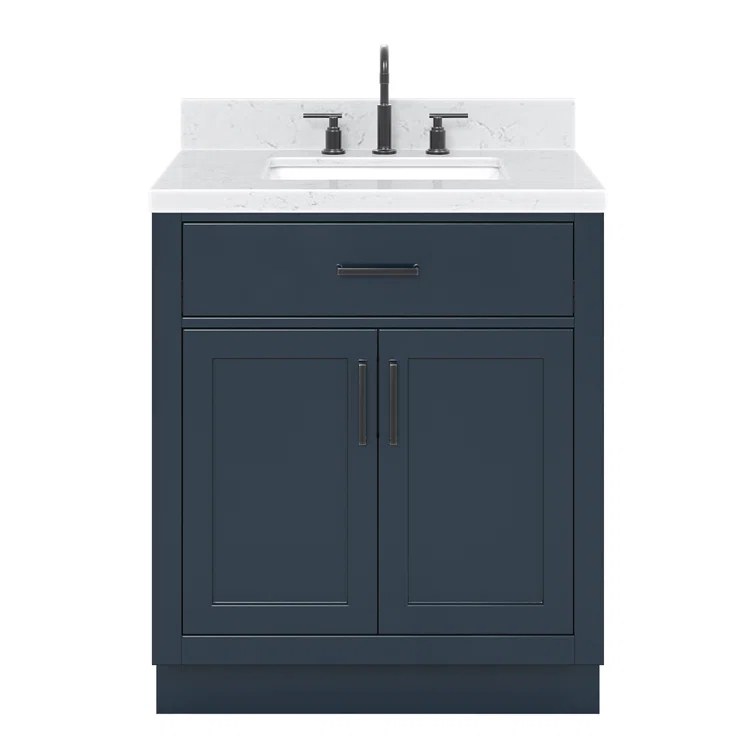 Tidworth 30.25'' Single Bathroom Vanity with Carrara Quartz Top
