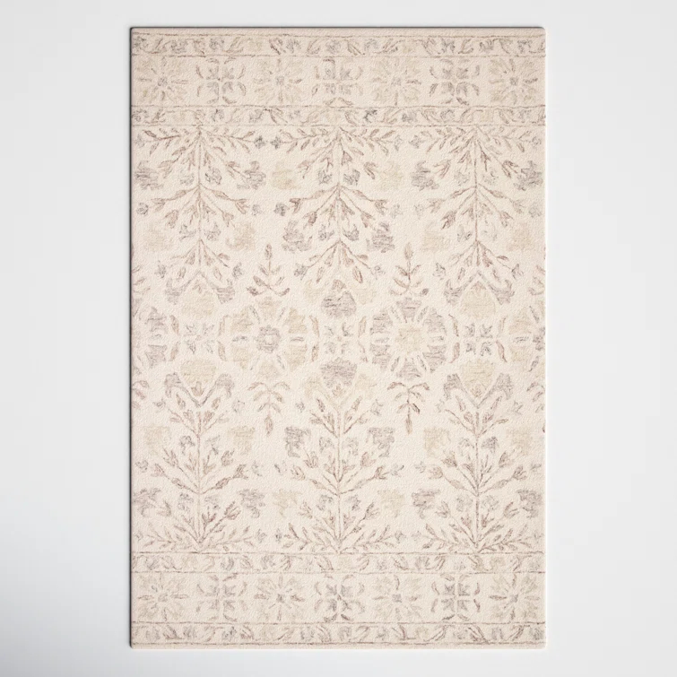 Aden Floral Handmade Hooked Wool Ivory/ Brown/Grey Area Rug