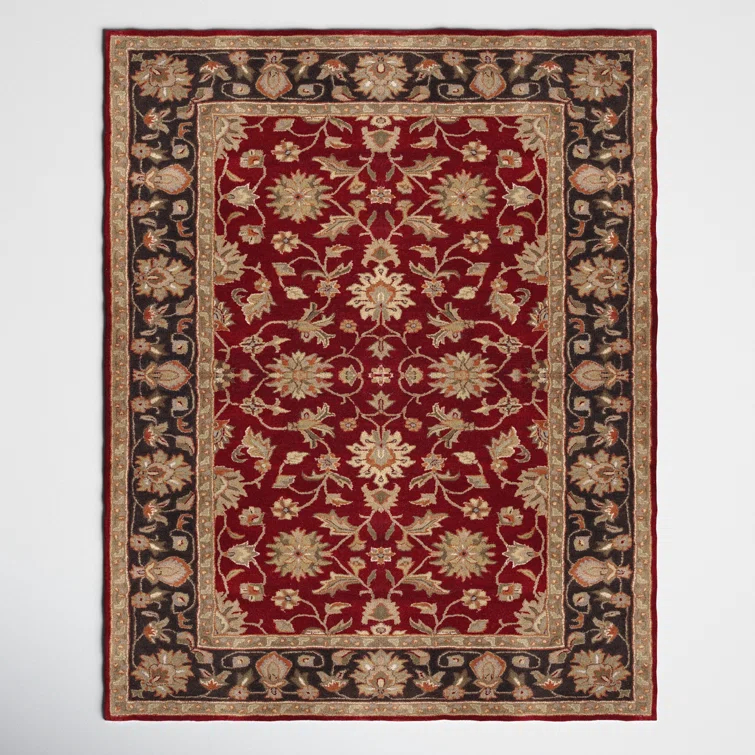 Byler Oriental Handmade Tufted Wool Garnet Area Rug