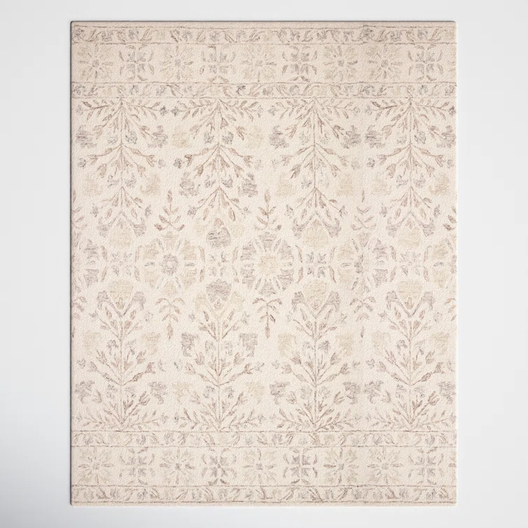 Aden Floral Handmade Hooked Wool Ivory/ Brown/Grey Area Rug