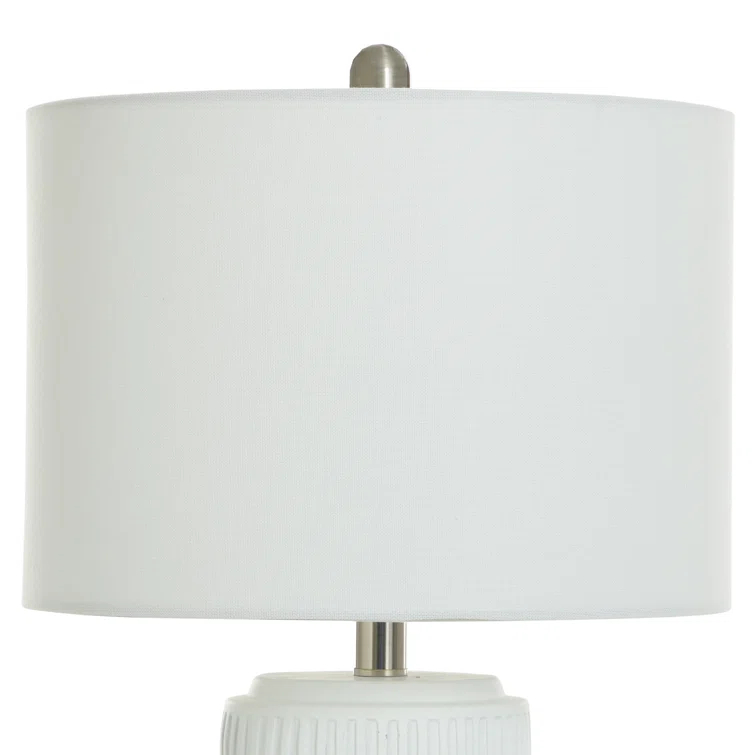 Joni Table Lamp Distressed Gray - StyleCraft: Ceramic Body, Polyester Drum Shade, UL Listed