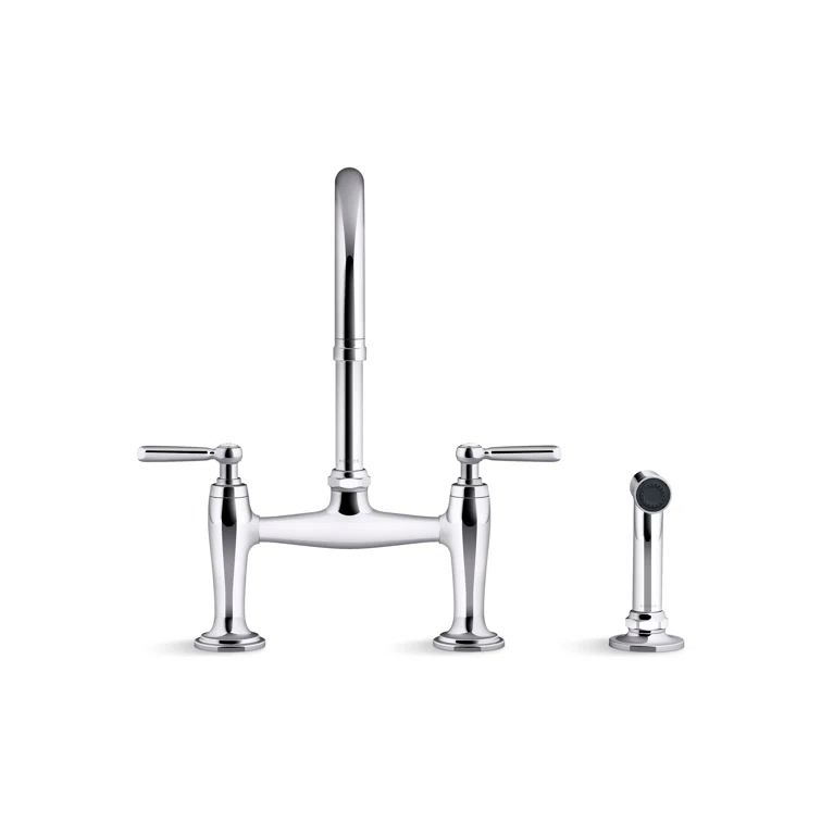 Edalyn by Studio McGee Two-Hole Bridge Kitchen Sink Faucet with Side Sprayer