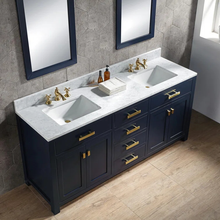 Madison 72" Monarch Blue Double Sink Vanity with Marble Top