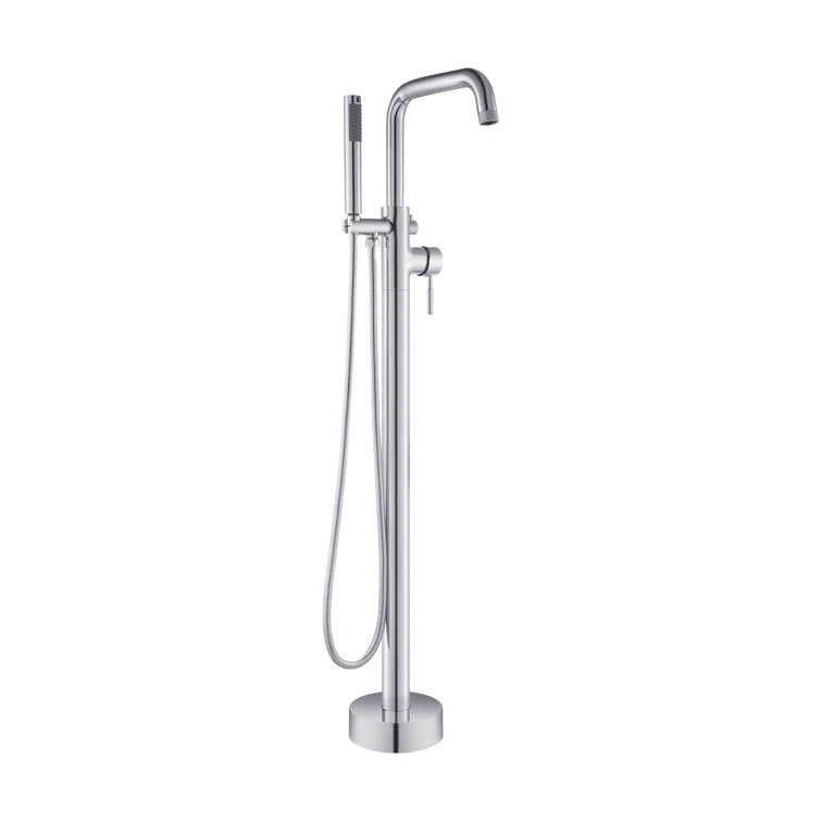 Single Handle Floor Mounted Freestanding Tub Filler Faucet with Handshower