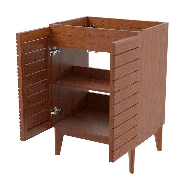 Calandre 24" Slat Modern Farmhouse 2-Shelf Bath Vanity Cabinet Only (Sink Basin not Included)