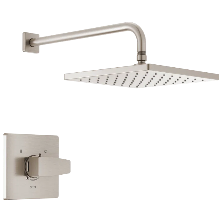 Modern Raincan Square Single-Function Shower Faucet Set, Valve Trim Kit, Rainfall Shower Head