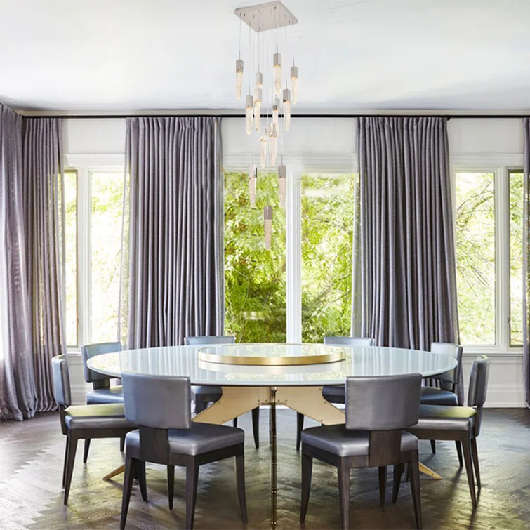 Chrome 13-Light Geometric Chandelier with Crystal Accents