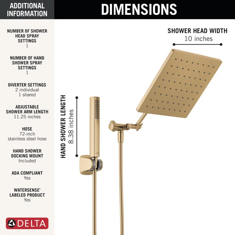 10-inch Raincan Shower Head and Hand Held Shower Combo, Rainfall Shower Head and Hand Shower