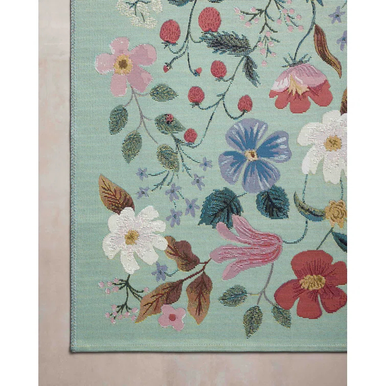 Rifle Paper Co. x Loloi Perennial Mint Indoor / Outdoor Area Rug