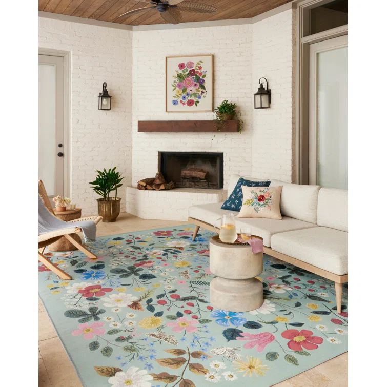 Rifle Paper Co. x Loloi Perennial Mint Indoor / Outdoor Area Rug