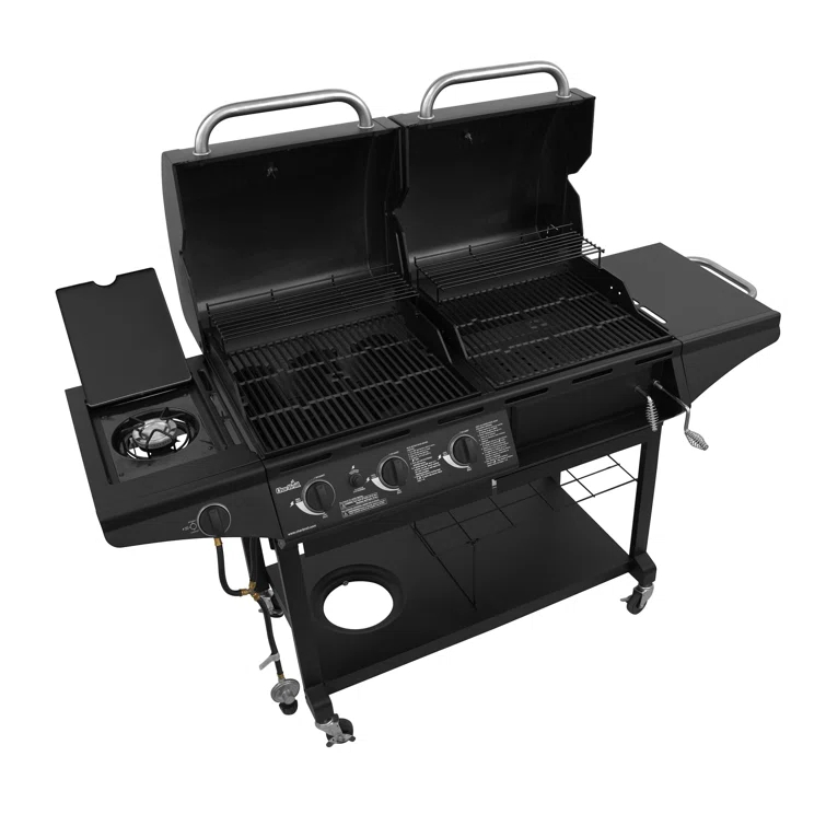 Charbroil 3-Burner Combo Gas & Charcoal Grill with Side Burner