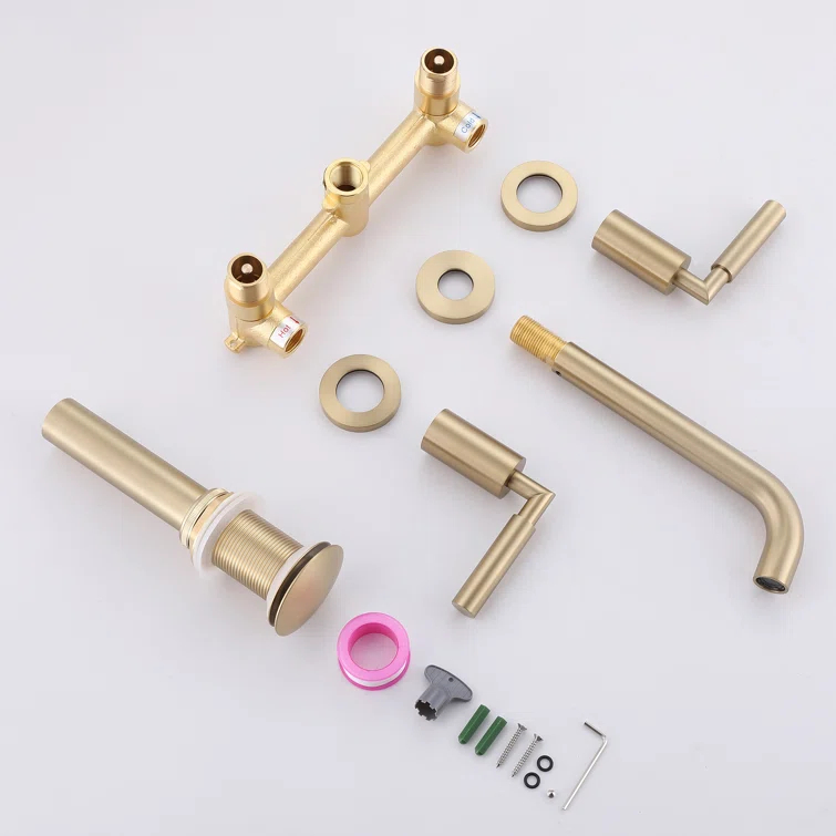 10.08" Widespread Bathroom Faucet 3 Hole, 2-handle Bathroom Sink Faucet with Drain Assembly