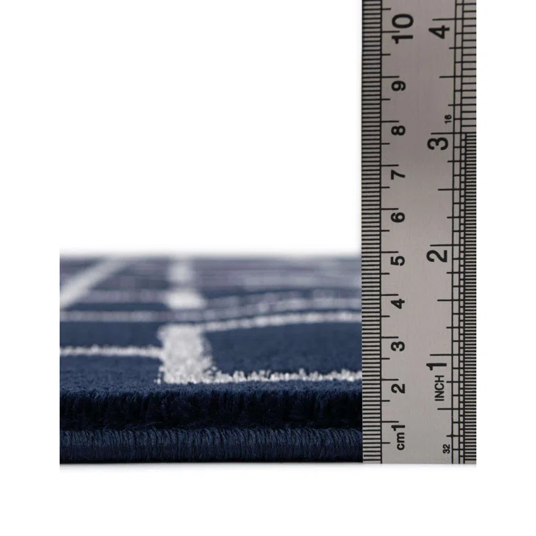Glam Navy Blue Silver Area Rug