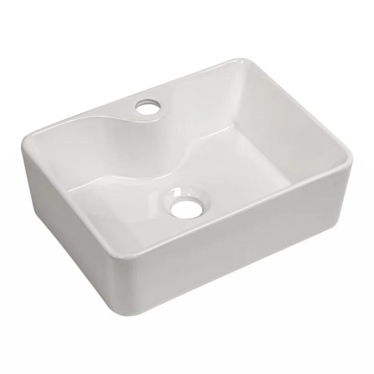 walterwork 16"x12" Ceramic Boat Shape Bathroom Sink