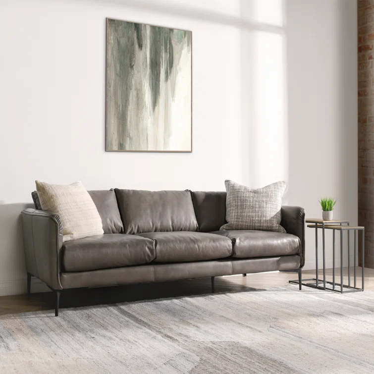 Corinne 85'' Leather Sofa
