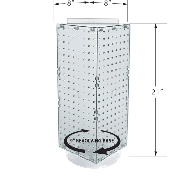 Azar Displays 703385-PNK Four-Sided Revolving 8"W x 20"H Pegboard Counter Display