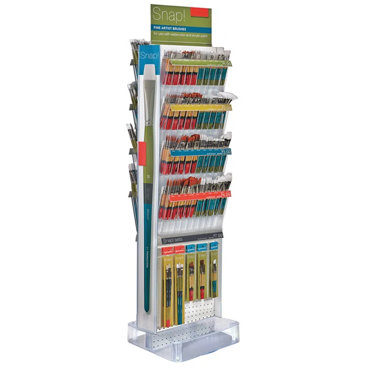 Azar Displays Clear Two-Sided Pegboard Floor Display w/ C-Channel Sides On a Square Studio Base. Panel Size: 16"W x 60"H