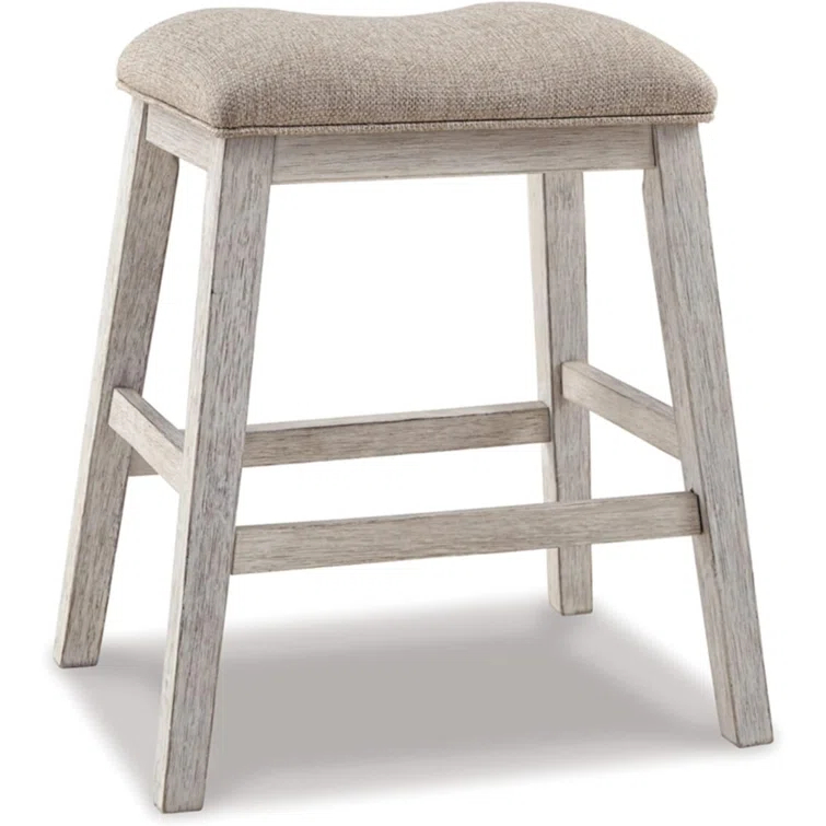 Signature Design By Ashley Skempton Modern 24" Counter Height Upholstered Barstool, 2 Count, Whitewash