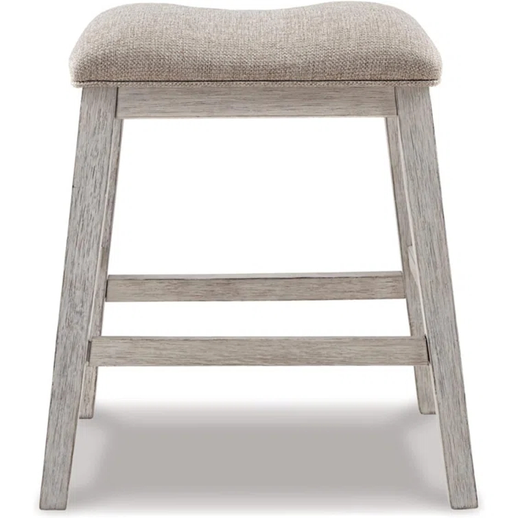 Signature Design By Ashley Skempton Modern 24" Counter Height Upholstered Barstool, 2 Count, Whitewash