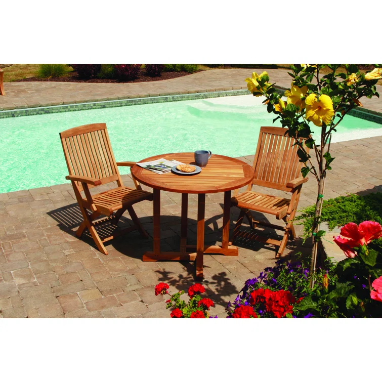 Braxton Teak Wood Folding Patio Dining Chair with Cushions