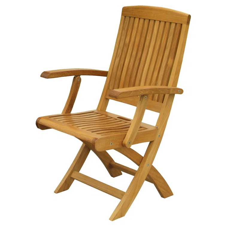 Braxton Teak Wood Folding Patio Dining Chair with Cushions